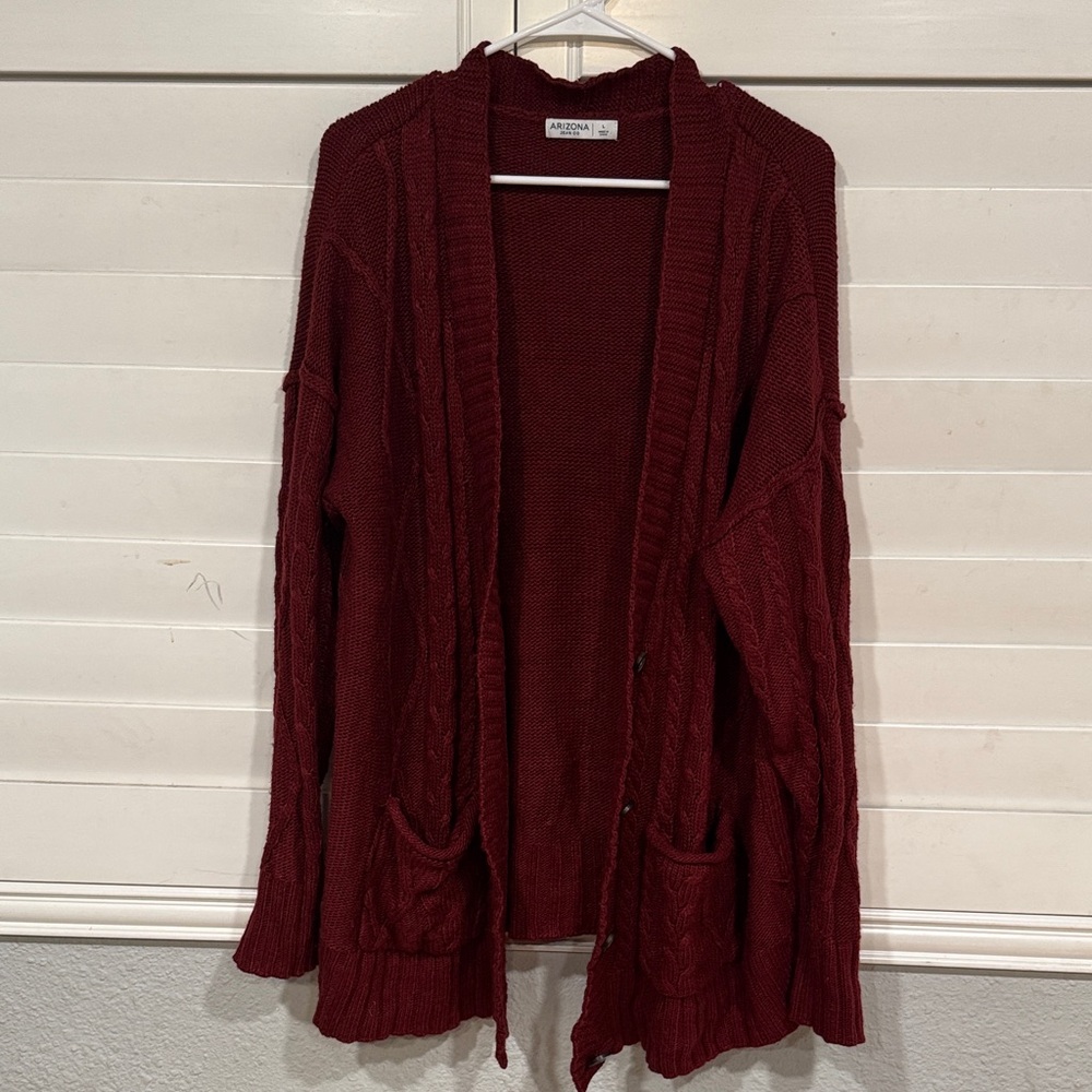 Arizona Love Deep Red Open-Front Cardigan